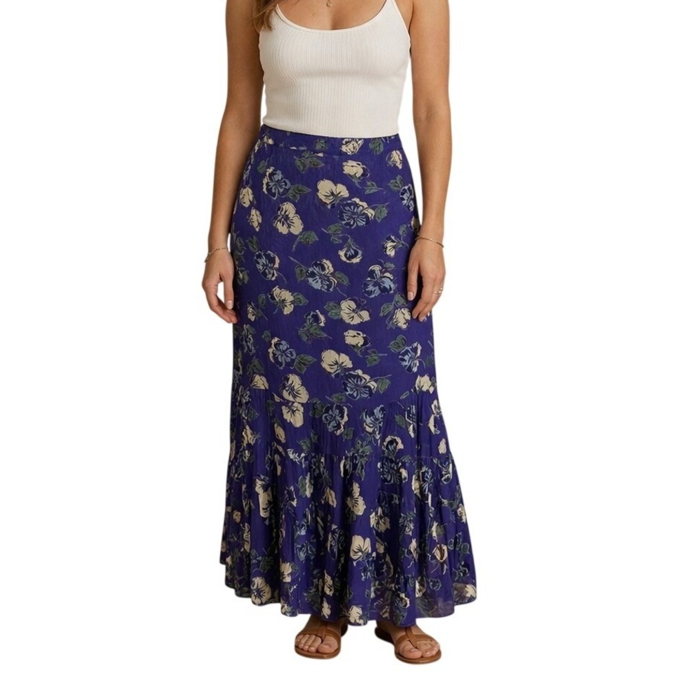 VTG 90s Sarah Arizona Reversible Maxi Skirt Sz M Cottagecore Boho Prairie Floral